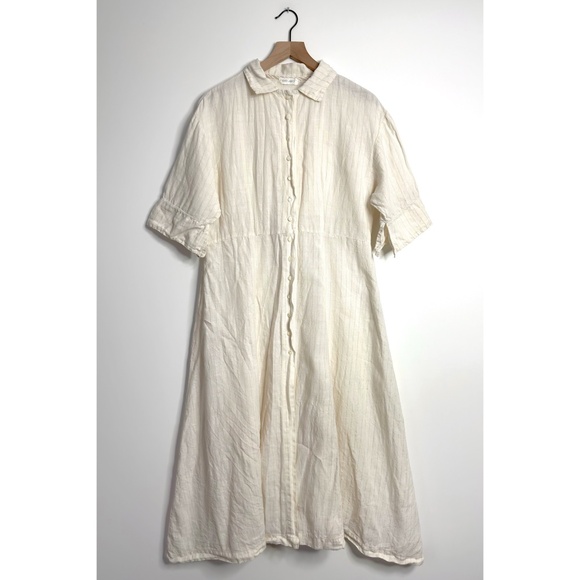 KRISTA LARSON Linen Striped Shirt Dress - Picture 1 of 12